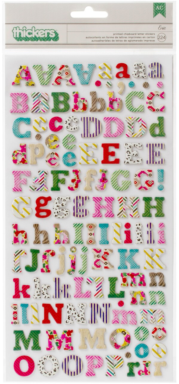 On Trend Thickers Alphabet Stickers 5.5"X11" 224/Pkg-Eric/Multi Print Chipboard
